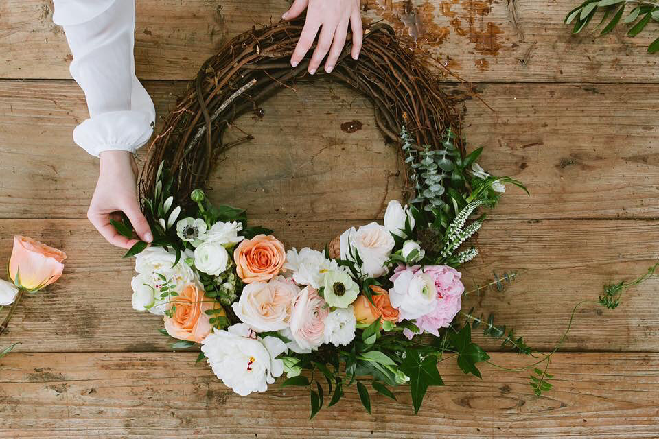 floral arrangement in vintage soup bowl